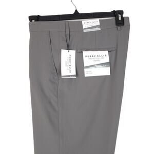 Perry Ellis Portfolio Men's Slim-Fit Stretch Golf Pants Smoked Pearl 40x32 NWT